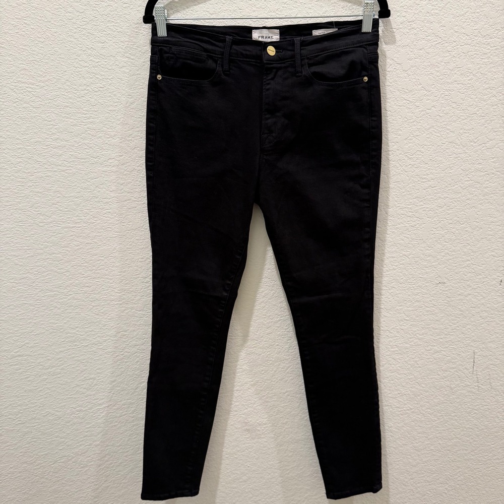 Frame Le High Skinny Black Jeans Size 29 High Rise Stretch Denim Cropped Leg